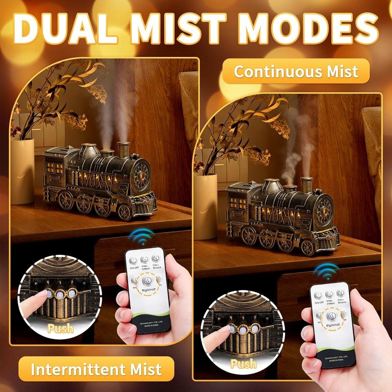 300ml Train Shaped Essential Oil Diffuser with Remote Control and Creative gallery