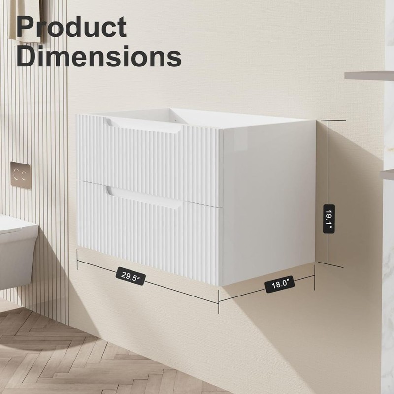 Vanity Unit Without Sink Floating Design Features Two Spacious Drawers gallery