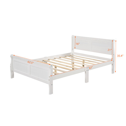 Full/Queen Size Wood Bed Frame Platform Bed w/ Headboard and Wooden Slat Support gallery