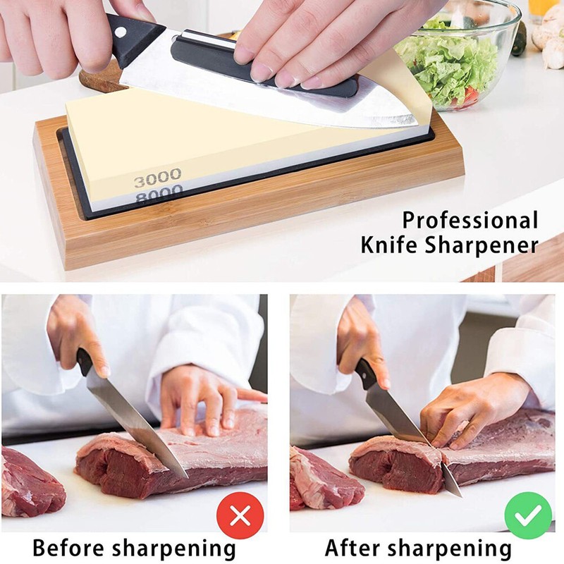 Knife Sharpening Stone Set Professional Whetstone 4 Side Grit 400/1000 3000/8000 gallery
