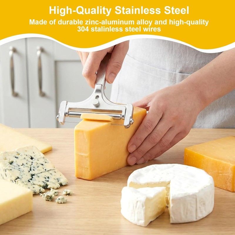 Adjustable Cheese Slicer with 8 Extra Wires Replacement, Hand Held Wire Cheese C gallery