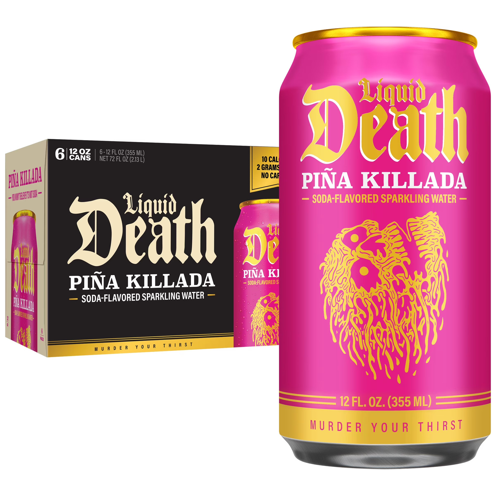 Liquid Death, Piña Killada, Soda Flavored Sparkling Water, 6-Pack (12Oz Cans), L gallery