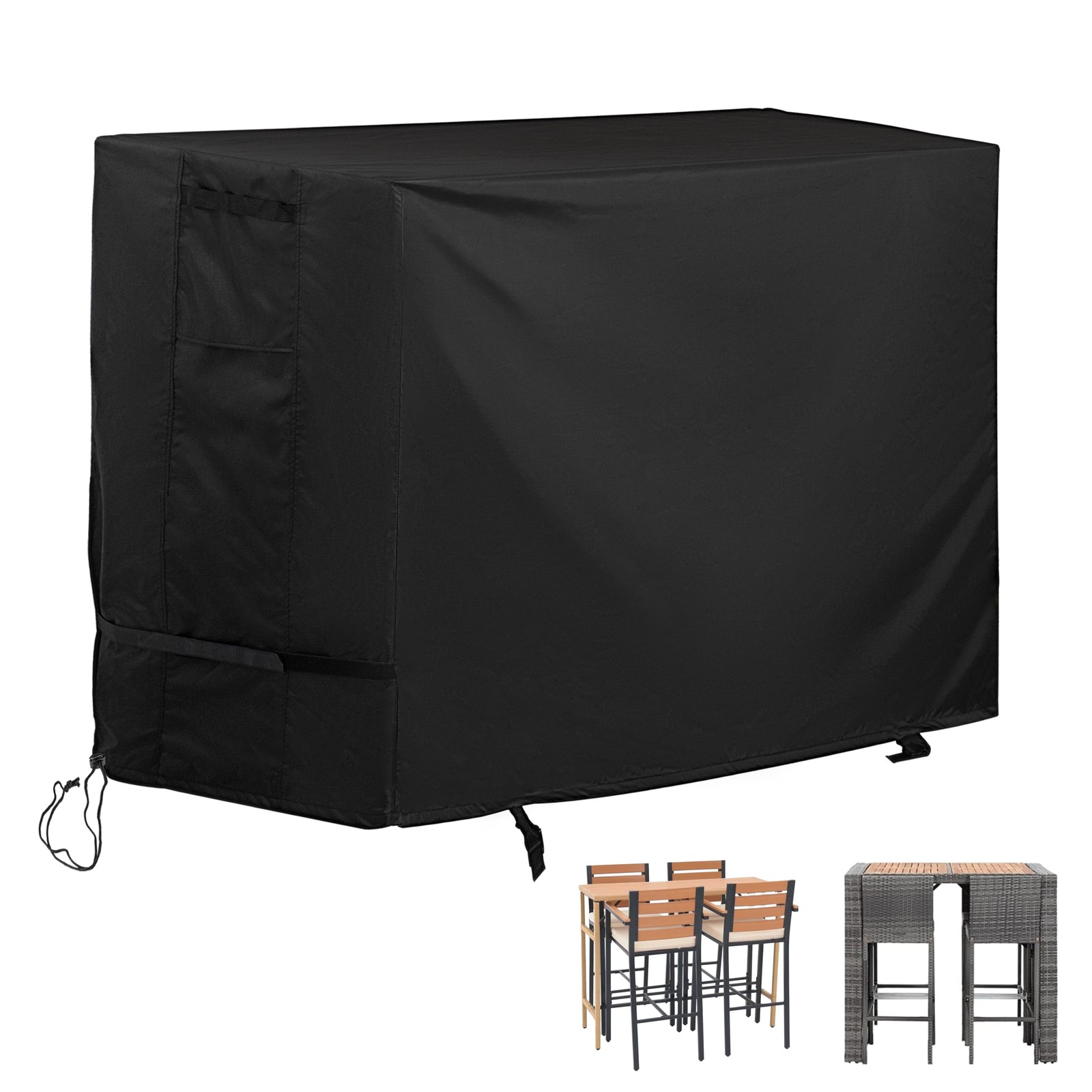 Patio High Top Table and Chairs Cover, Outdoor Bar Height Patio Dining Set Co... gallery