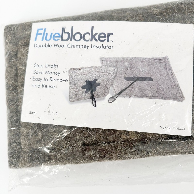 Flueblocker Chimney Flue Fireplace Draft Stopper 7" x 19" Wool Insulator gallery
