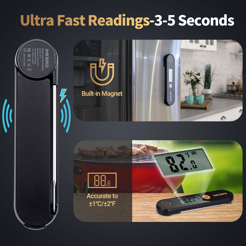 INKBIRD Rechargeable Meat Thermometer Temperature Pen -50 300℃ Magnetic Back CF gallery