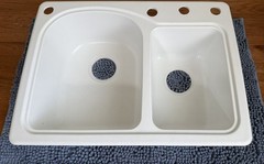 Dual-Mount Solid Surface 25 in. x 18 in. 4-Hole 60/40 Double Bowl Kitchen Sink