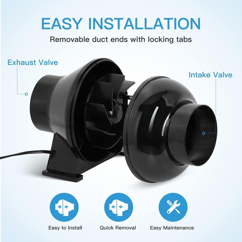 4-Inch Inline Duct Ventilation Fan with Air Carbon Filter & 8-ft Ducting System gallery
