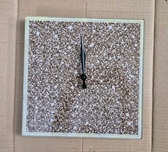 Modern Square Analog Wall Clock Quartz Non-Numeric Marks Brown White