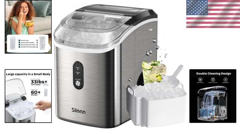 Elegant Nugget Ice Maker – 33lbs Per Day, Self-Cleaning & Portable for Home gallery