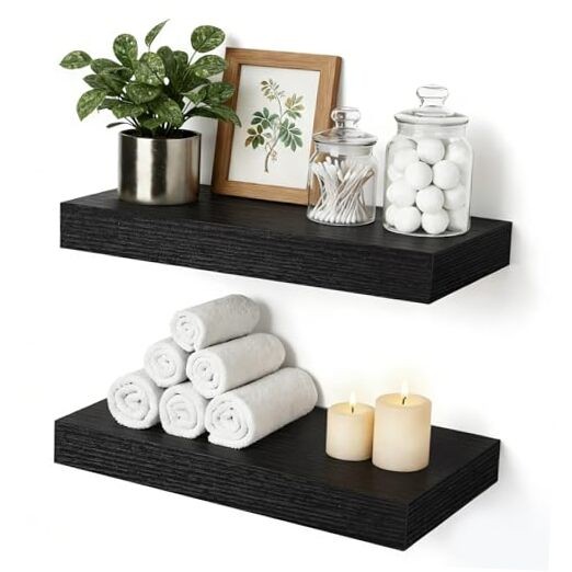 Floating Shelves Bathroom for Wall, Bathroom Shelves Over 12"(set of 2) Black gallery