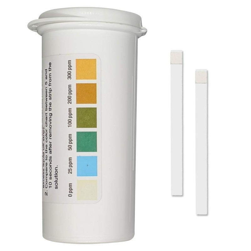 Chlorine Sanitizer Test Strips for Restaurants, 0-300 ppm, 100 Count Vial gallery
