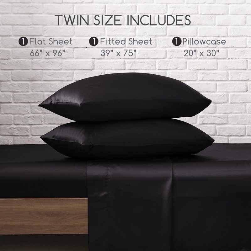 Queen Satin Bed Sheets 4 Piece Set Silky Soft Bedding with 15 Inch Deep Pocket gallery