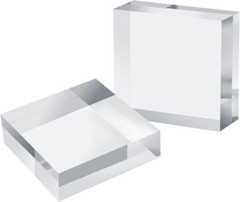 Hewomate Acrylic Square Display Block, 2 Pieces 3 X 3 X 1 Inches Edge Polished C