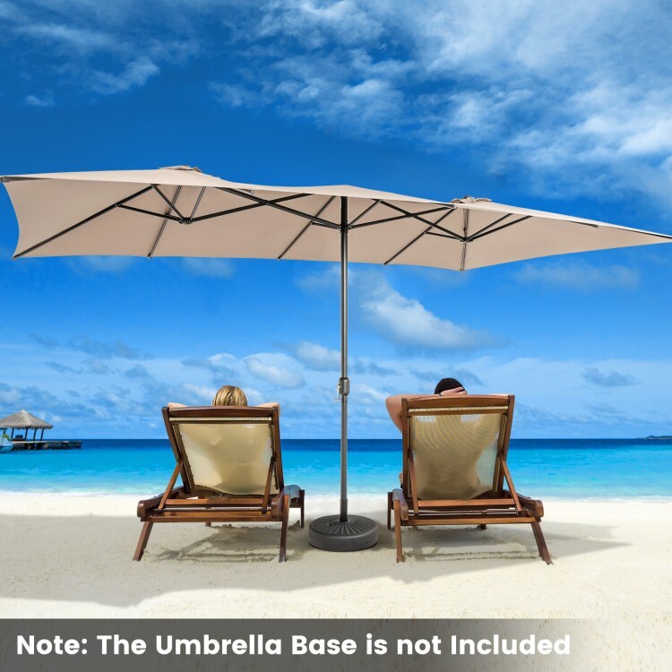 15 x 9 Ft Double-Sided Polyester Fabric Patio Umbrella & Crank Handle Vented Top gallery