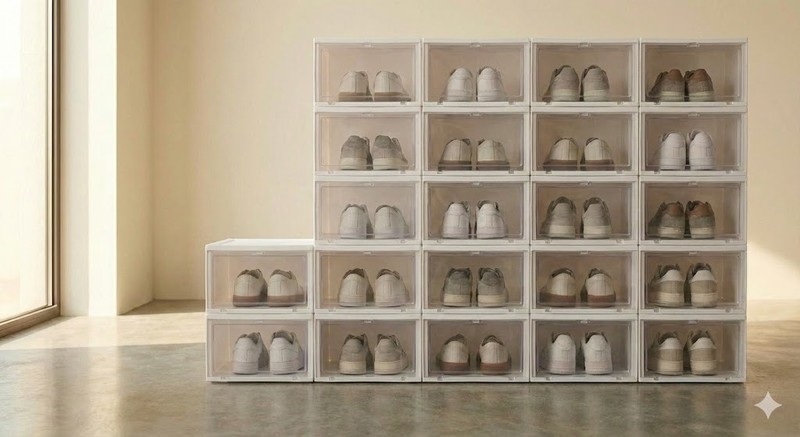 [6/12/24] Pack Stackable Shoe Storage Boxes – Extra Large Clear Sneaker Display gallery
