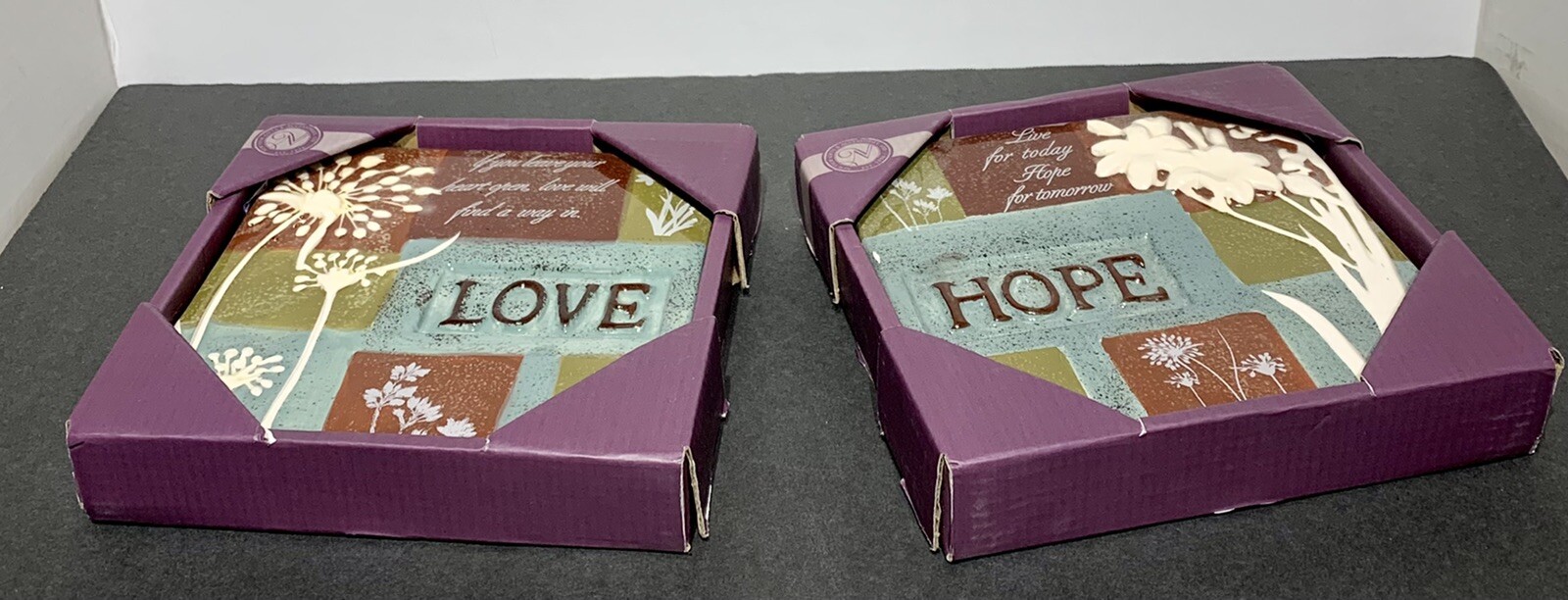 Brand New Love & Hope Ceramic Hand Painted Silhouette Wall Plaques. See Pics. gallery