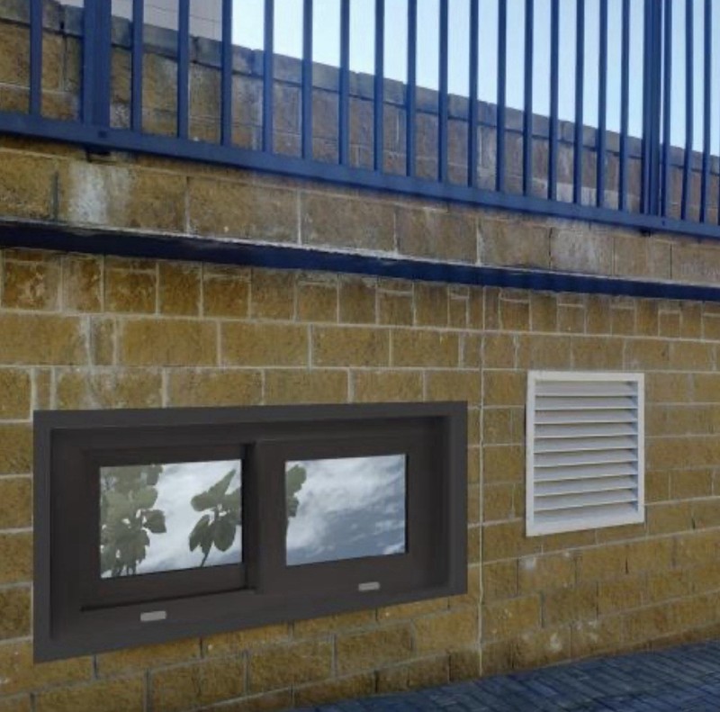 Vinyl Basement Slider Window,32" x 16" Basement Window( Detached Handle Need Fix gallery