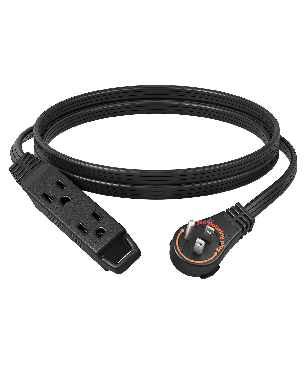 DEWENWILS Flat Plug Extension Cord 360 Rotating Thin for Tight Spaces 3 Outlet gallery