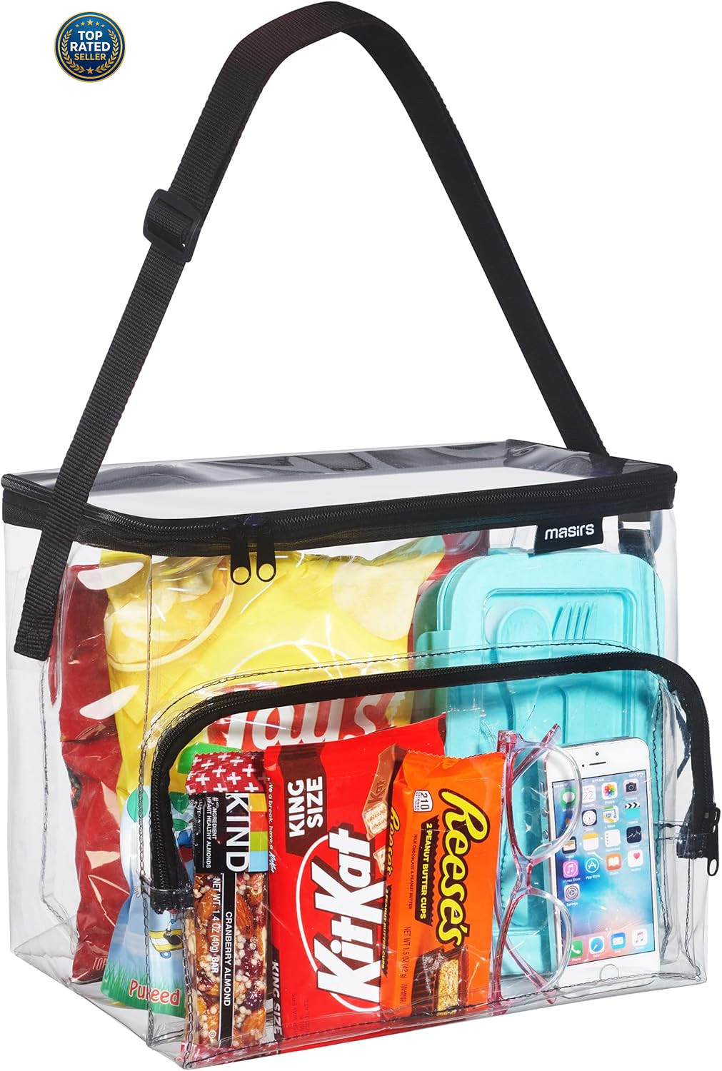 Masirs Clear Lunch Bag, Durable PVC Plastic See Through Medium, New gallery