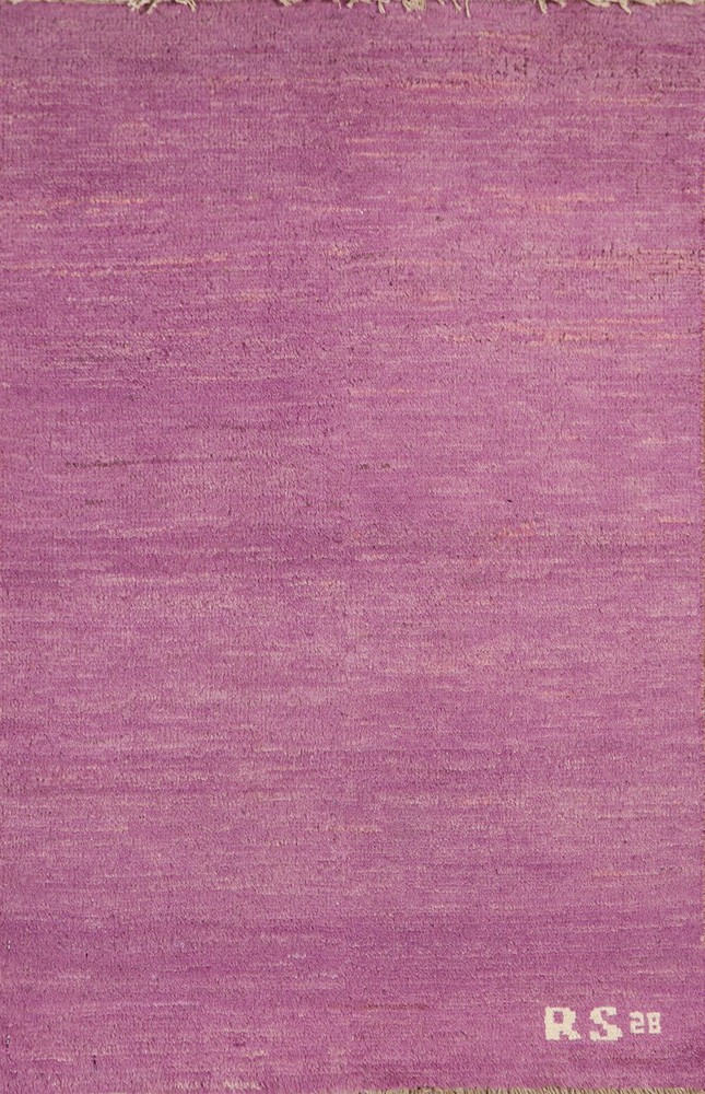 Premium Quality Gabbeh Solid Design Wool Foyer Rug- Timeless Style" Purple 2x3