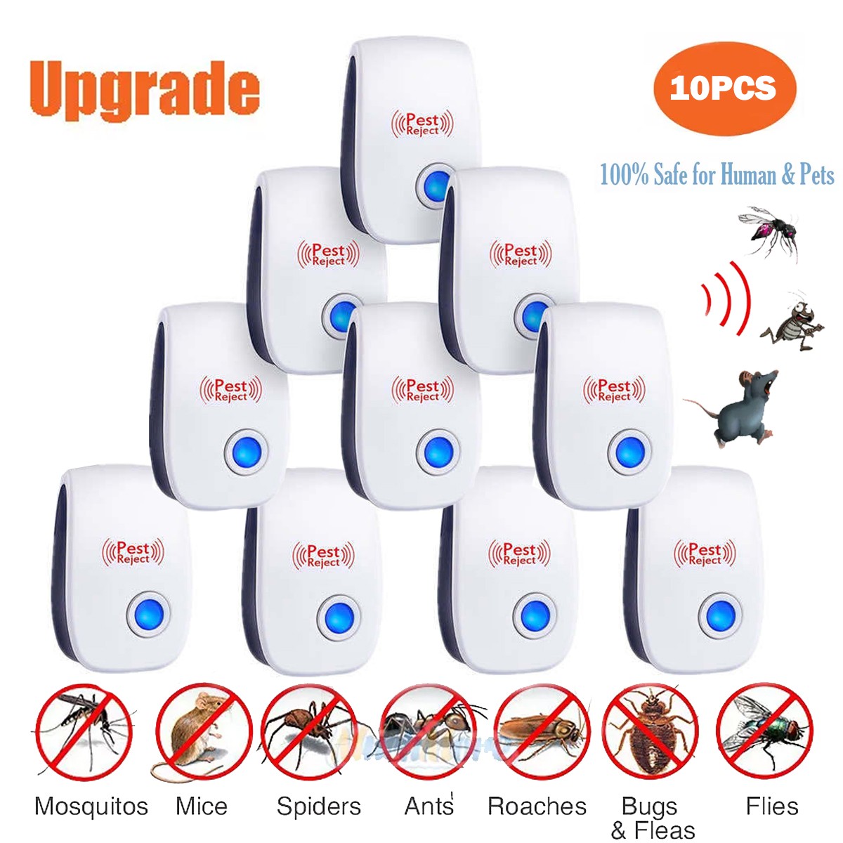 10x Ultrasonic Pest Repeller Control Electronic Repellent Mice Bug Rat Reject gallery