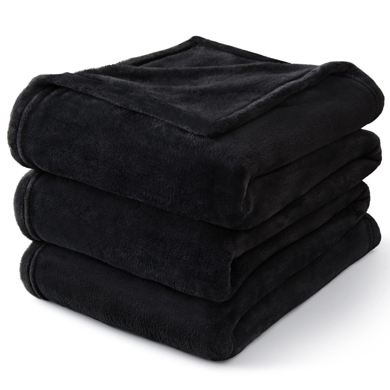 Fleece Blanket Black Throw Blankets for Couch & Bed, Luxury Plush Cozy Fuzzy gallery