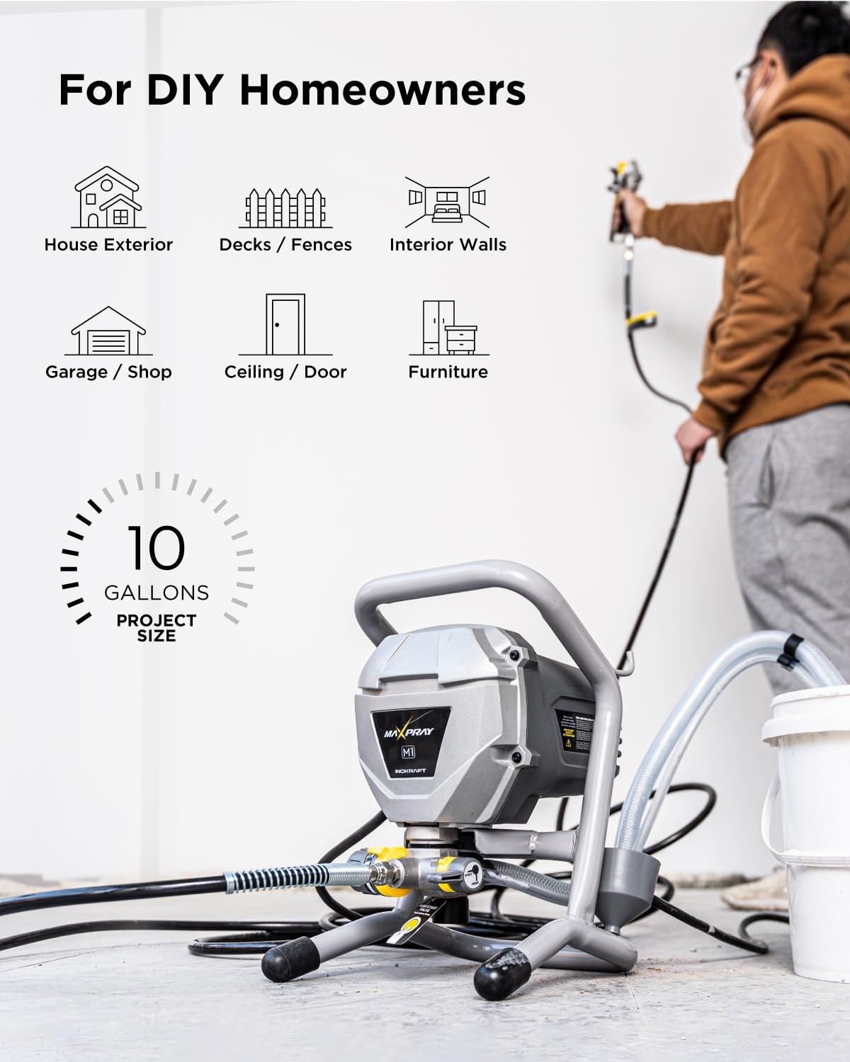 MaXpray M1 Airless Paint Sprayer, Highly Efficient M1, Gray gallery