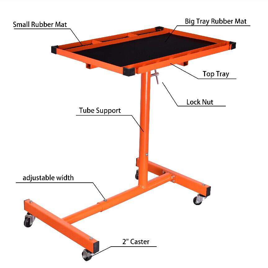 Rolling Tool Table 220lbs Capacity Tear Down Tray Mobile Work Table with Wheels gallery
