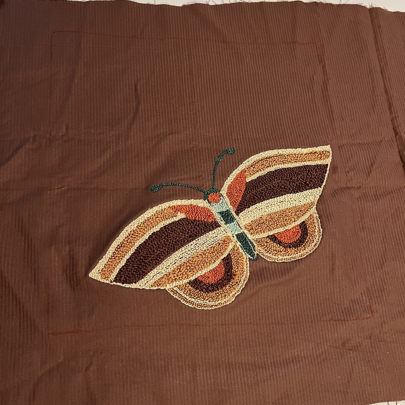 Moth Art Needle Work Punch Pillow Cover Starter Brown Corduroy 18x18 Project MCM gallery
