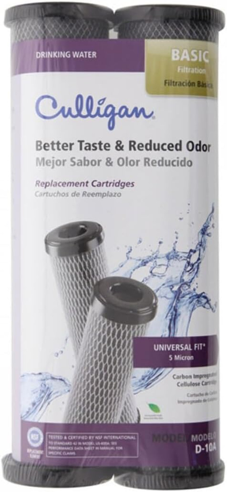 D-10 Level 1 Drinking Water Cartridge Carbon-Impregnated Cellulose 2 Pk gallery