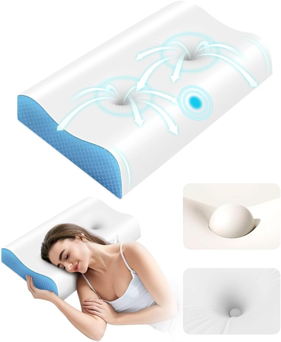 Cervical Pillow for Neck Pain Relief - Contour Pillow Memory Foam Pillows for Sl gallery