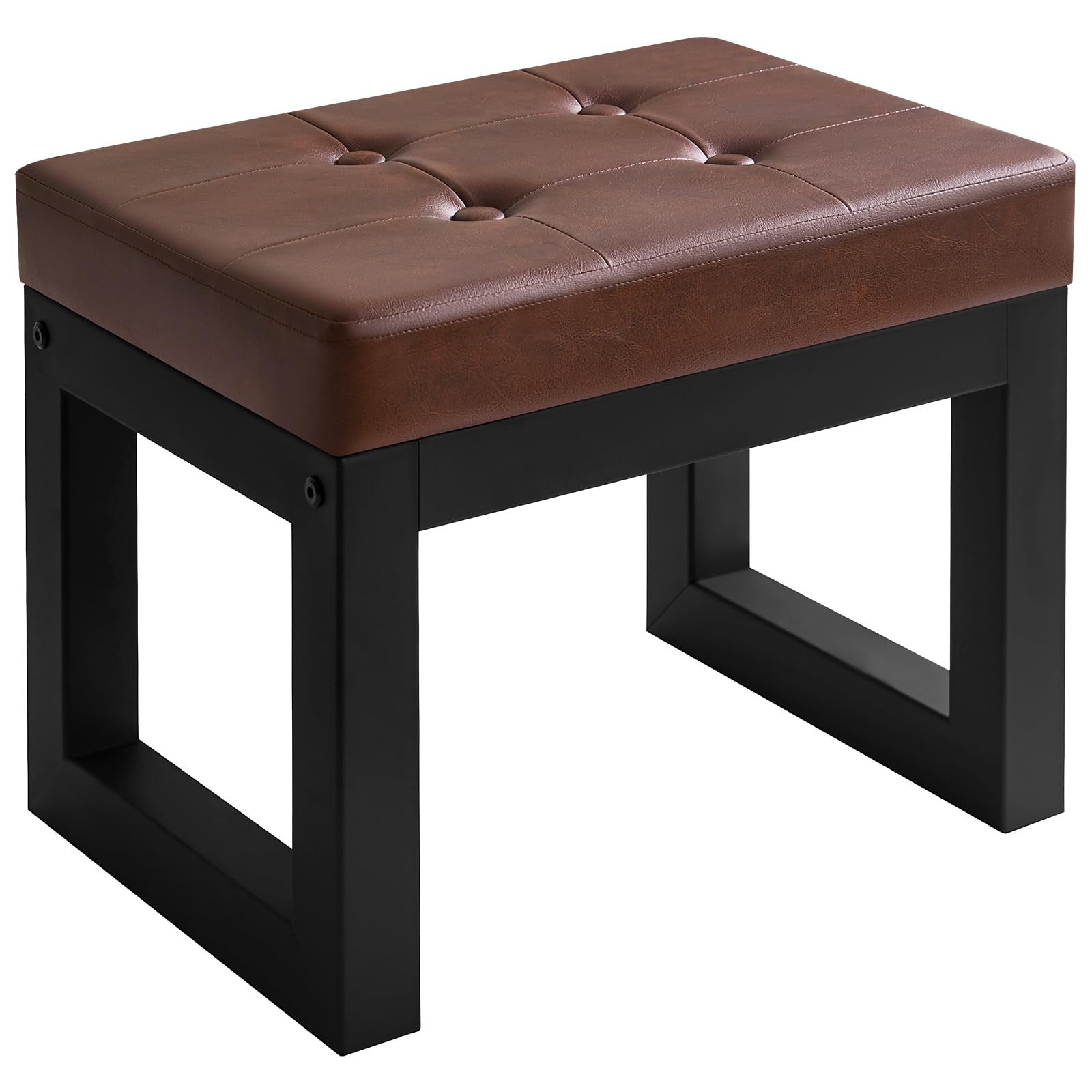16 Inch Small Foot Stool Ottoman, Rectangle PU Faux Leather Foot Rest with Pa... gallery