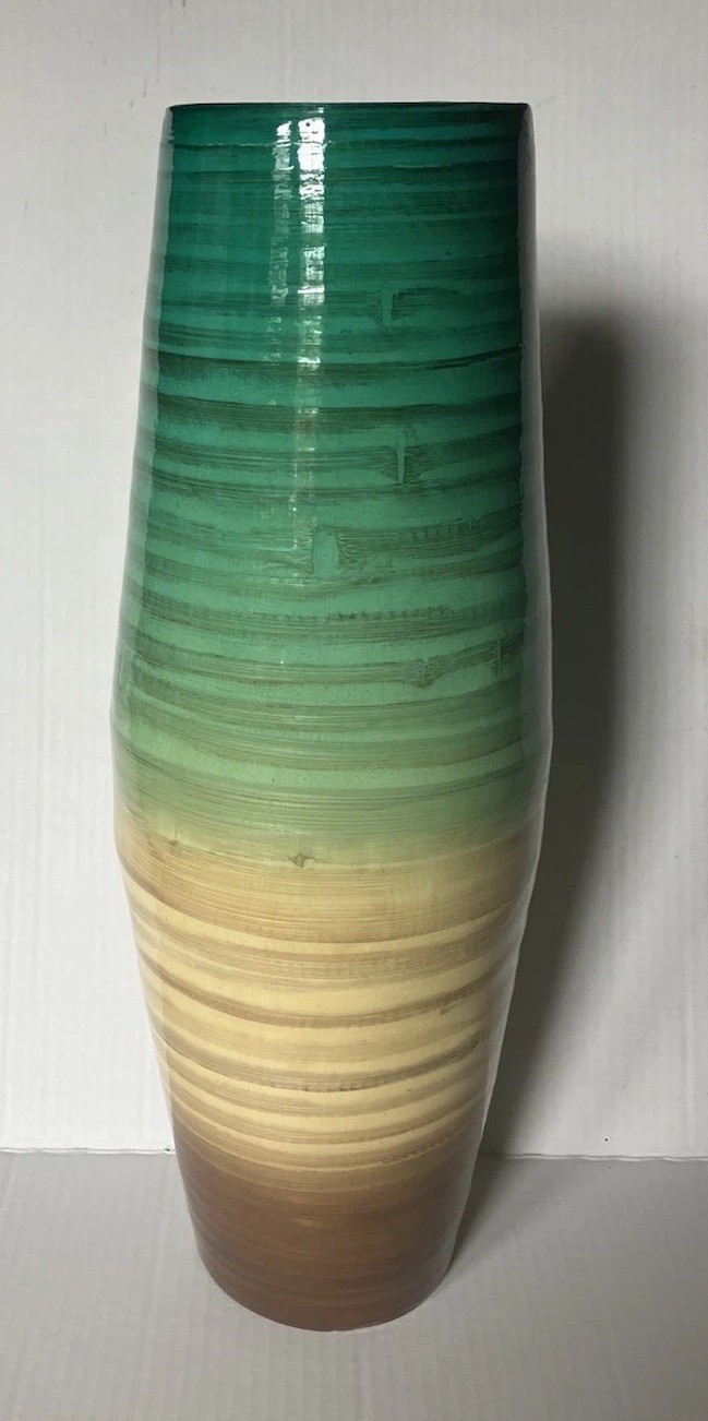 Bamboo Lacquered Colorful Floor/ Table Vase 17.5 X 6 Inches gallery