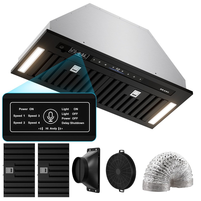 900 CFM BRANO Insert Range Hood - Voice/Gesture/Touch Control & Stainless Steel gallery