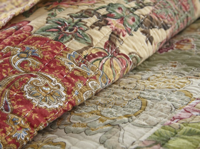 Delaney Floral Patchwork Pre-Washed Cotton Quilt Set - Daybed Coverlet - Throw gallery