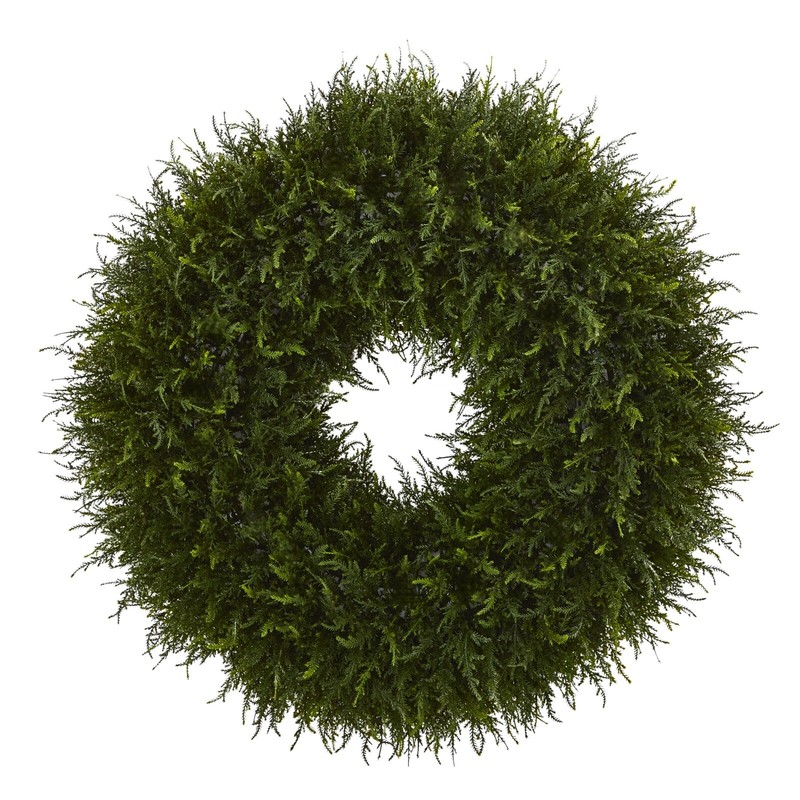 32” Artificial Giant Cedar Wreath Home Door Decor (Indoor/Outdoor). Retail $193 gallery
