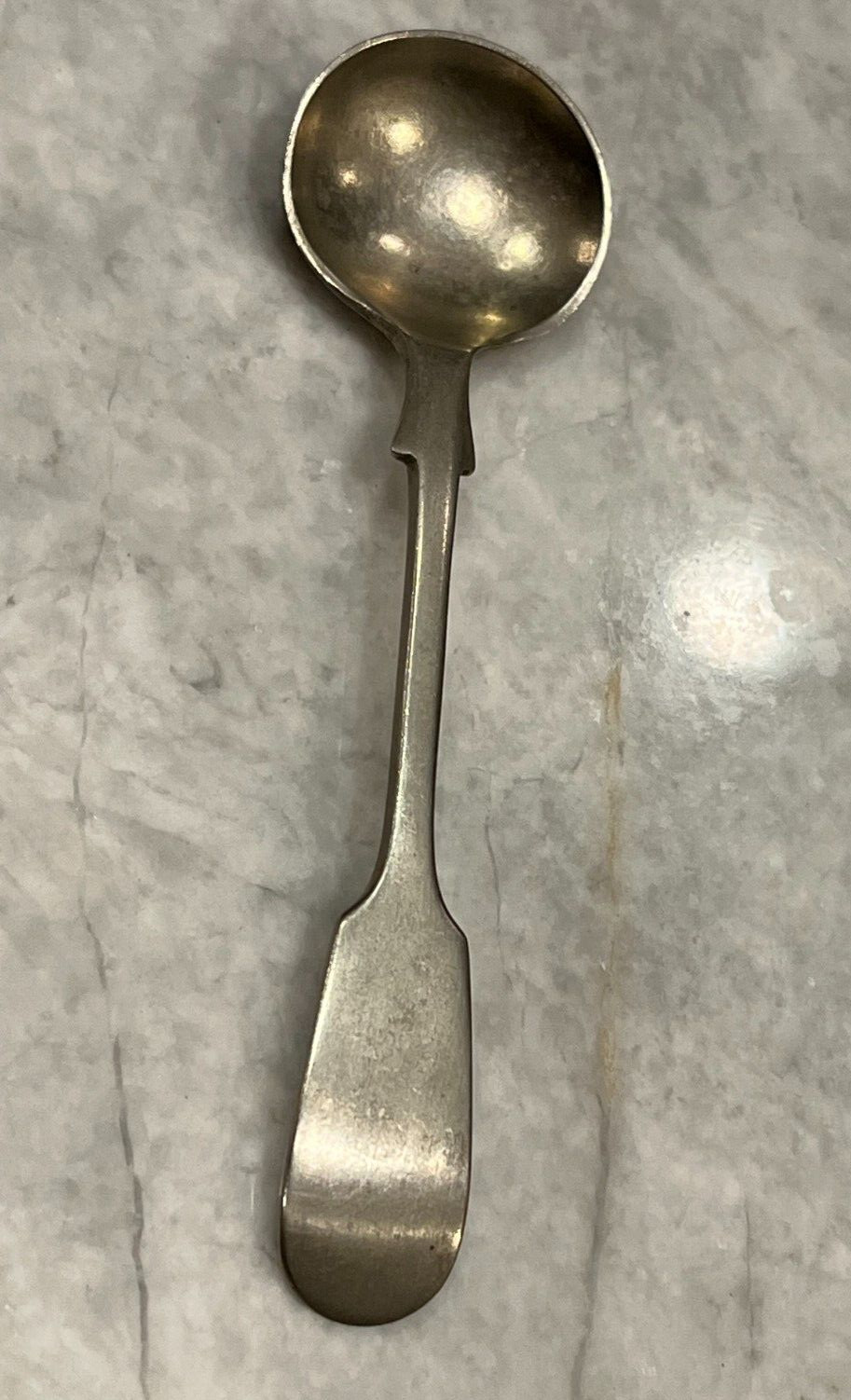 Vintage Antique Nickel Silver Salt Condiment Spoon 4 Inches Not Monogramed gallery