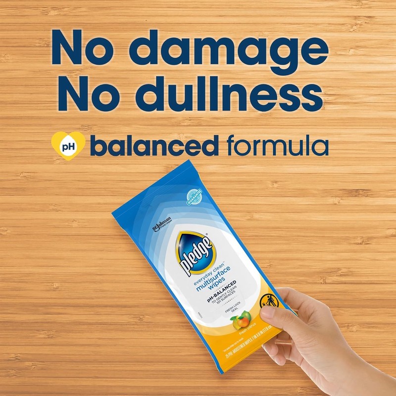 Pledge Multisurface Cleaning Wipes, pH Balanced, Fresh Citrus, 25 Count gallery
