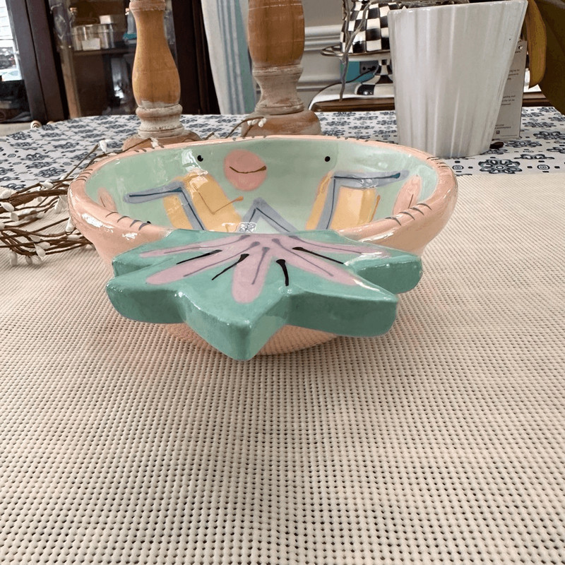 Susan Painter Pineapple Shaped Serving Dish Bowl Handpainted Eclectic Rare gallery