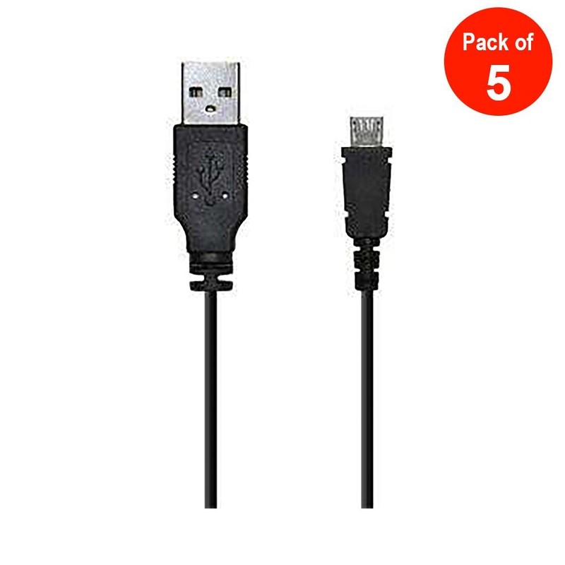 5 pcs 2 ft Micro USB Charger Charging Sync Data Cable for Cell Phone PC Tablet