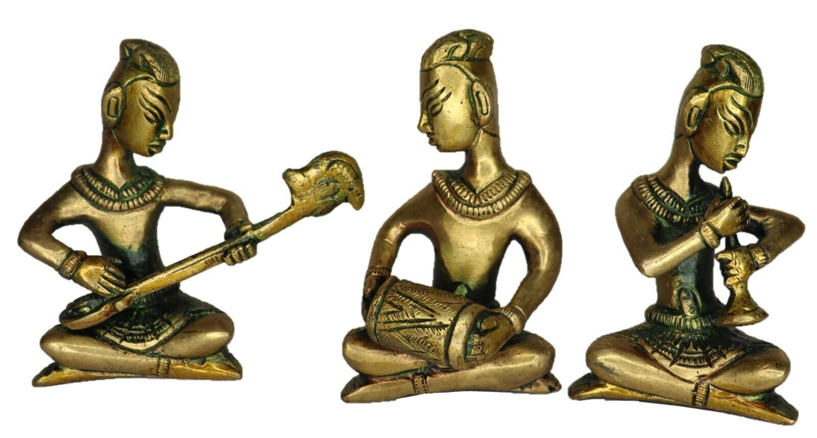 Three Musician Statue Antique Style Handmade Brass Figure Home Decor Figurine gallery