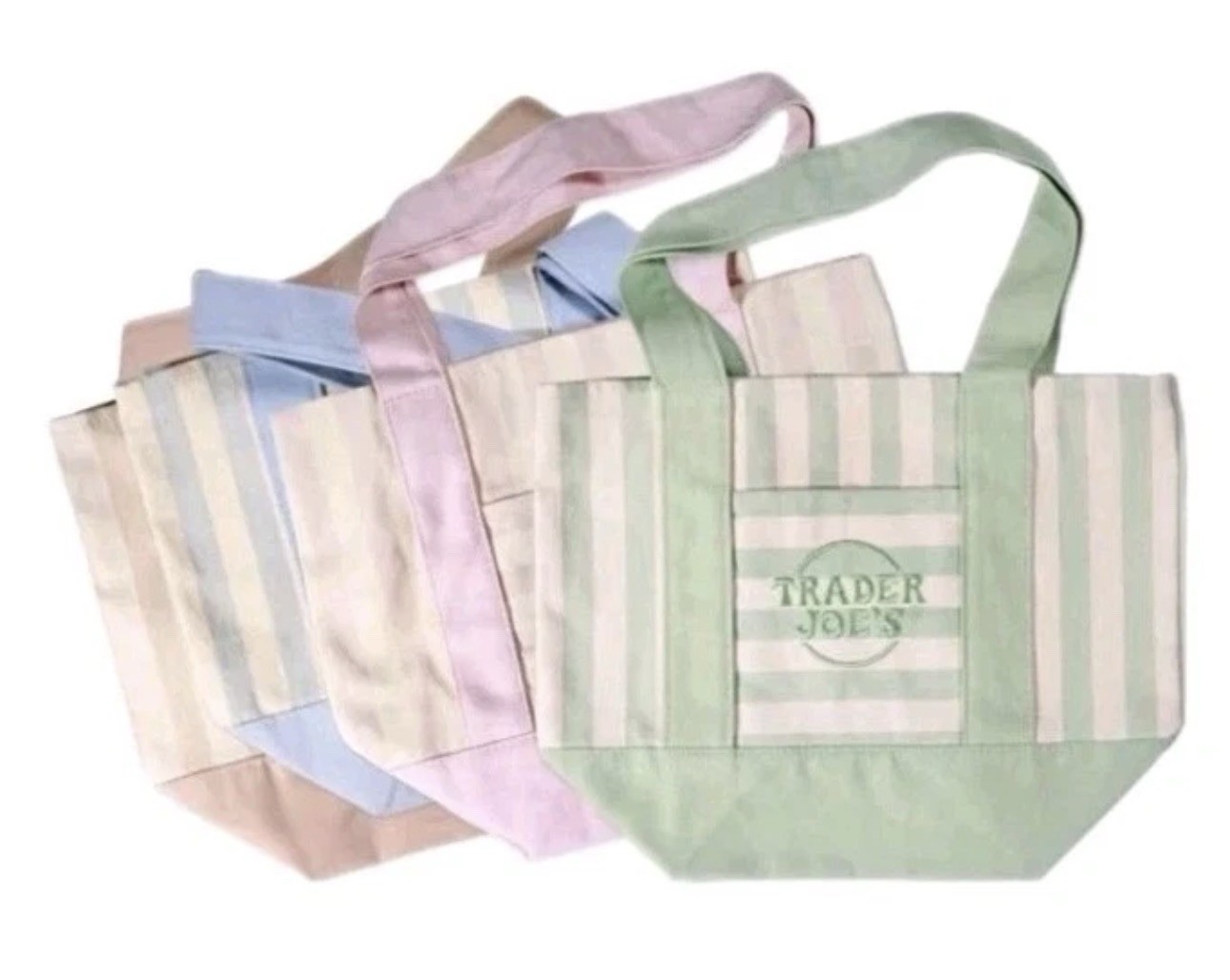 Trader Joe’s Mini Pastel Stripe Canvas Tote Bag Limited Edition Set Of 4 gallery