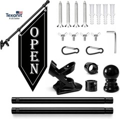 OPEN Flag with Pole Kit, Double-Sided Heavy Duty Hanging Banner Sign with Metal
