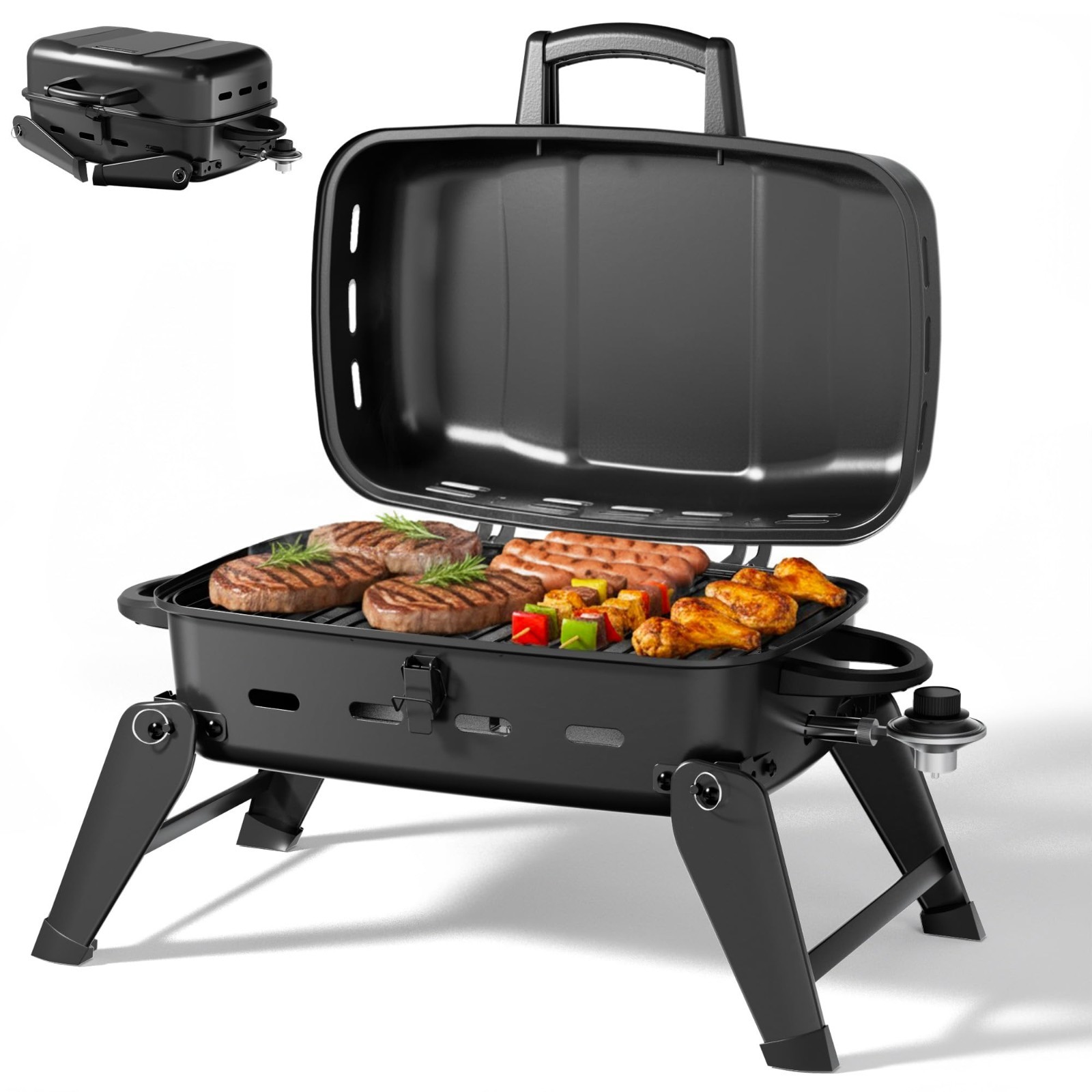MASTER COOK 10,000 BTU Gas Grill,Portable Outdoor Tabletop BBQ Propane Gas Grill gallery