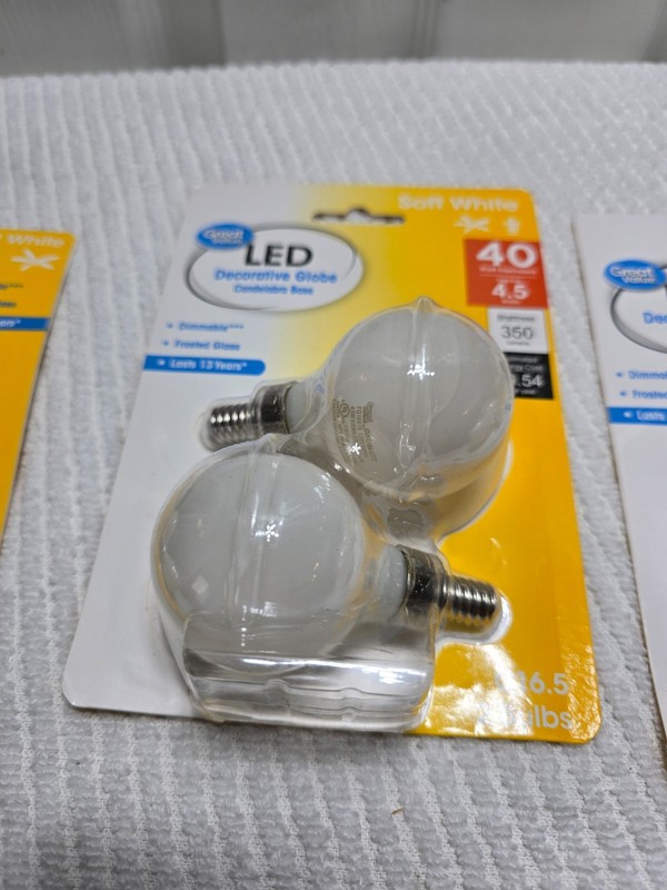 Great Value LED Dimmable A15 4W & G16 4.5W Soft White Frosted Glass 4 Pack Lot(G gallery