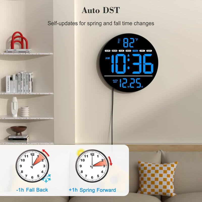 Large Digital Wall Clock with LED Display, Electric Wall Clock with Temperature, gallery