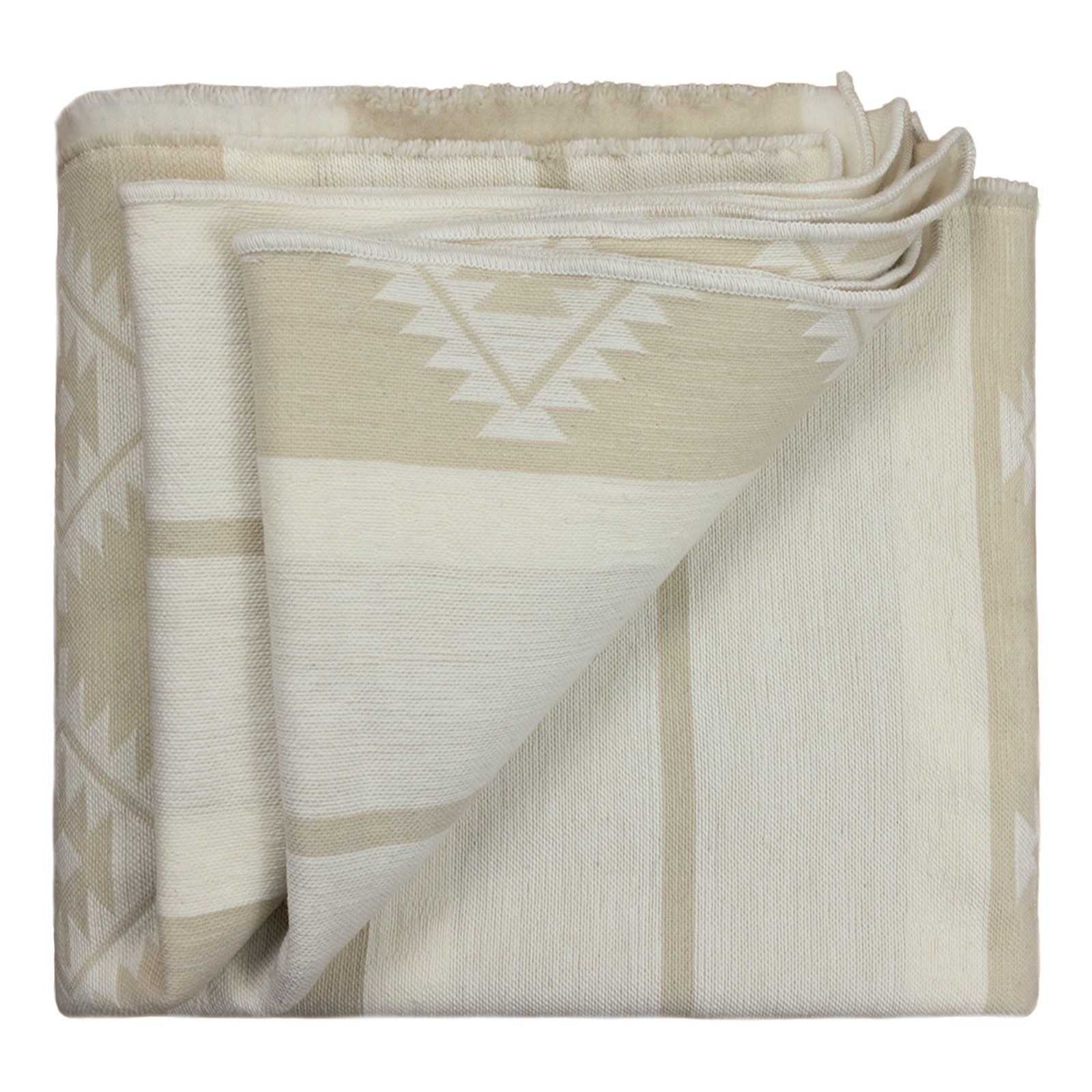 Handwoven Soft & Warm Heavy Thick Llama Wool Blanket - Sand / Ivory 98x79 in gallery
