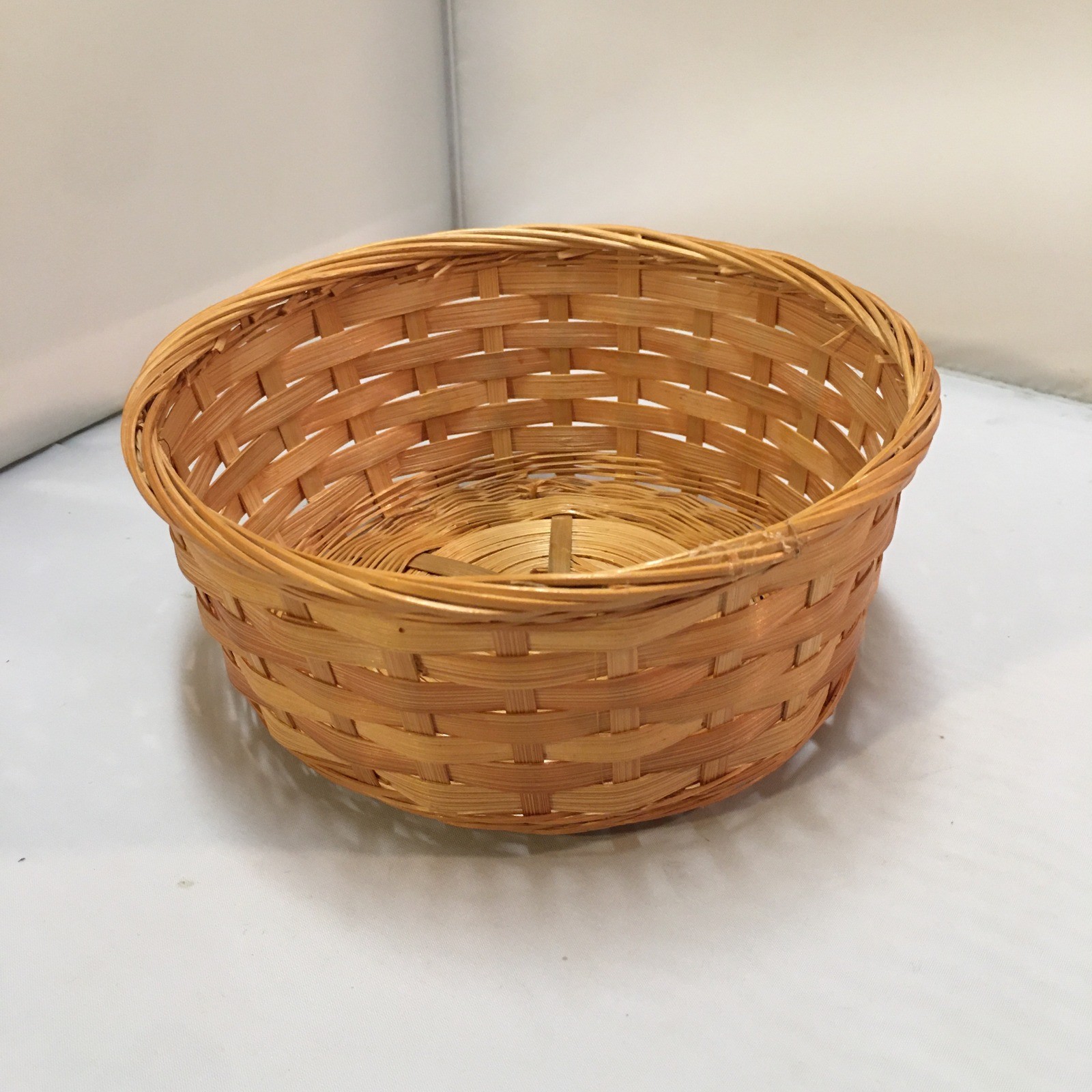 Woven Wicker Basket Home Decor Small Tan Round Natural Farmhouse Minimalist gallery
