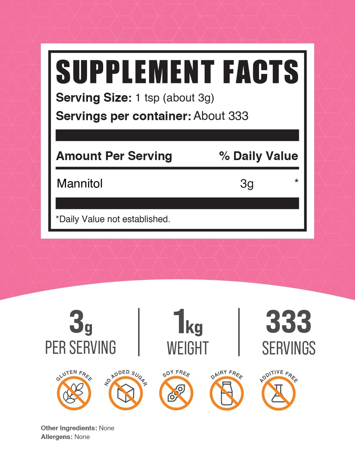 BulkSupplements Mannitol Powder 1kg - 3g Per Serving gallery