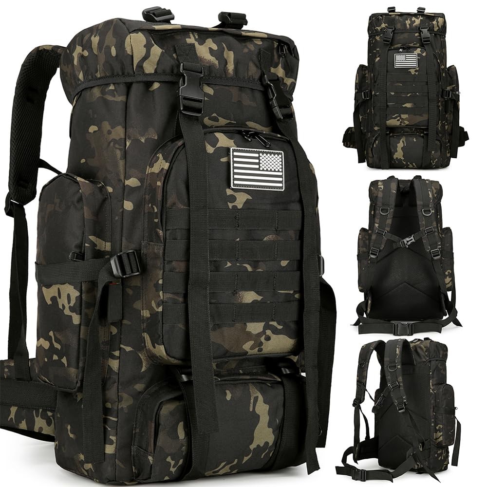45L Hiking Backpack Waterproof Travel Daypack Camping Backpack Black PC